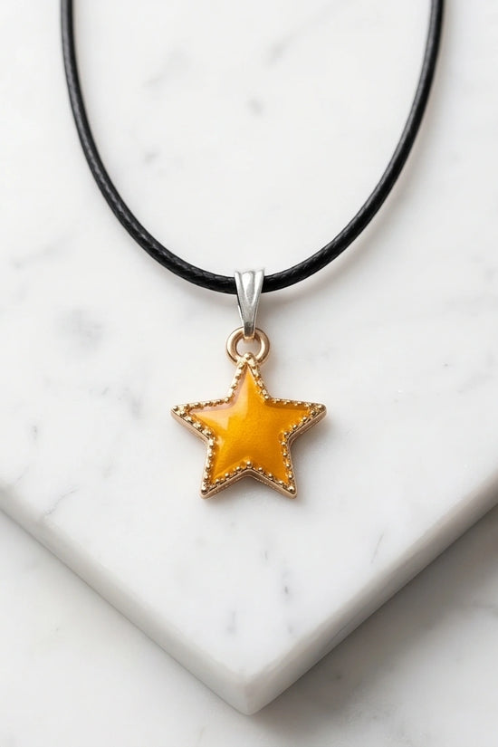 Vibrant Yellow Star Enamel Pendant Necklace