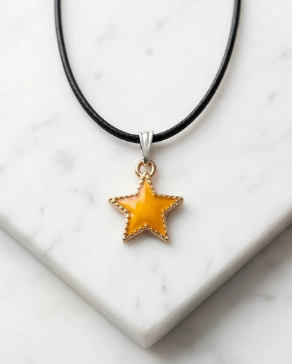 Vibrant Yellow Star Enamel Pendant Necklace