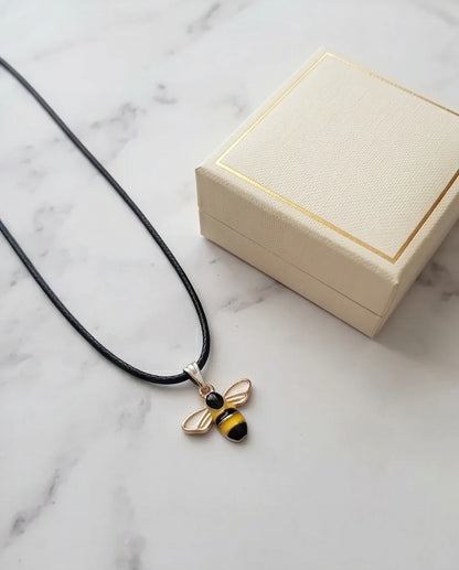 Golden Honeybee Pendant Necklace