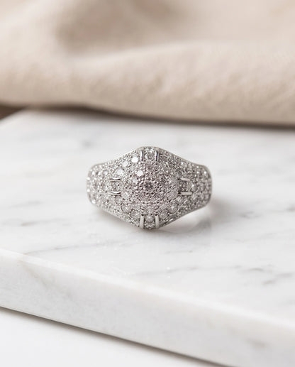 Full-Pavé Starburst Dome Signet Ring