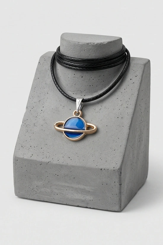 Vibrant Blue Saturn Planet Pendant