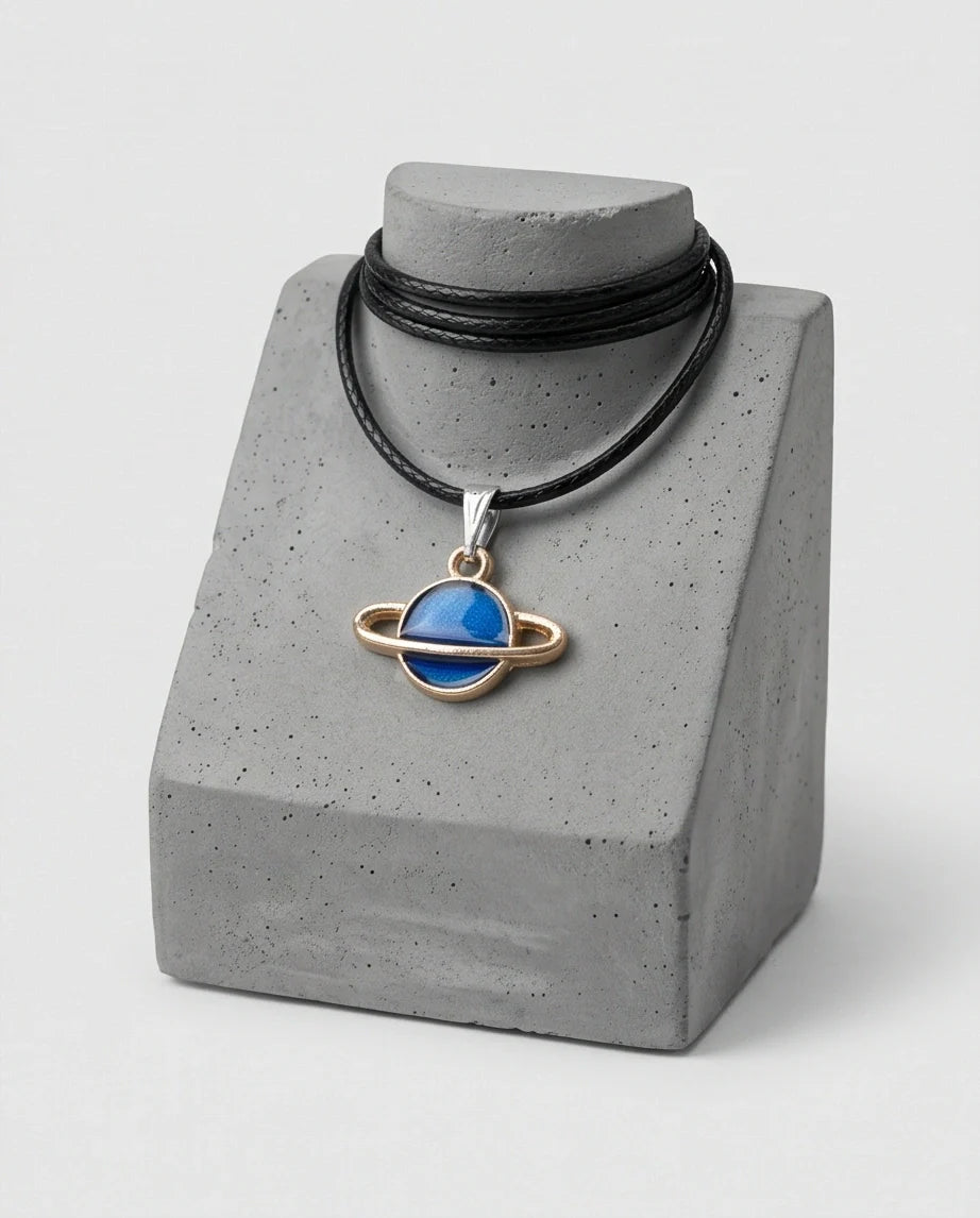 Vibrant Blue Saturn Planet Pendant