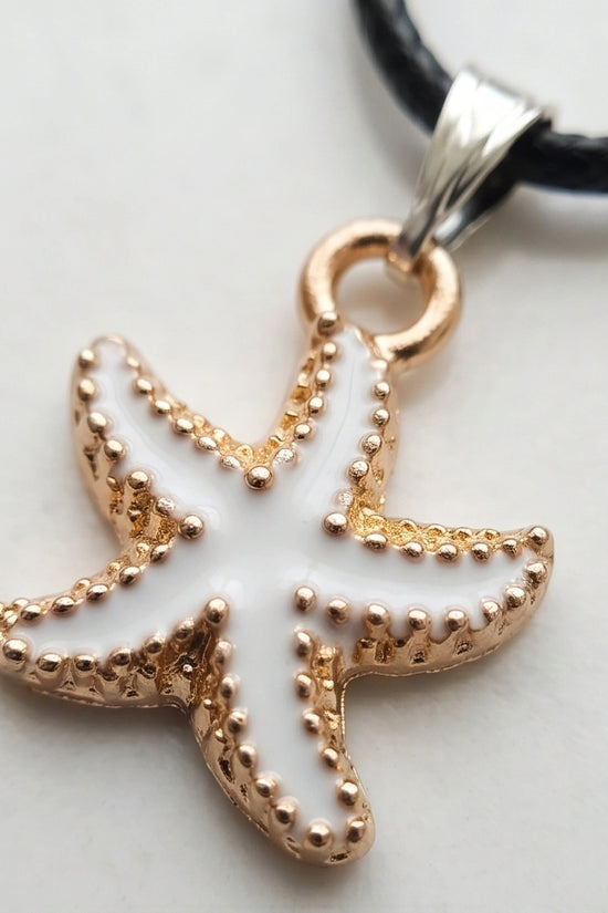 Gold and White Starfish Pendant Necklace