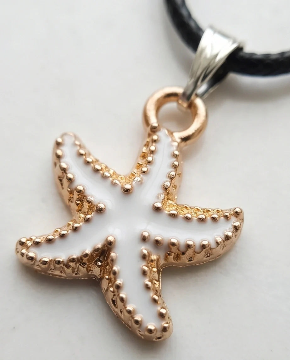 Gold and White Starfish Pendant Necklace