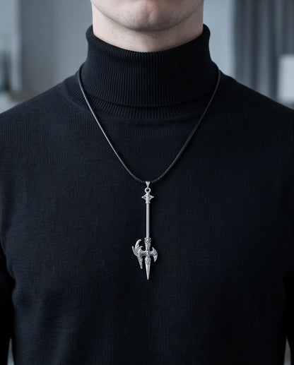 Winged Halberd Spear Necklace