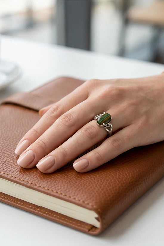 Earthy Heart Banded Agate Ring