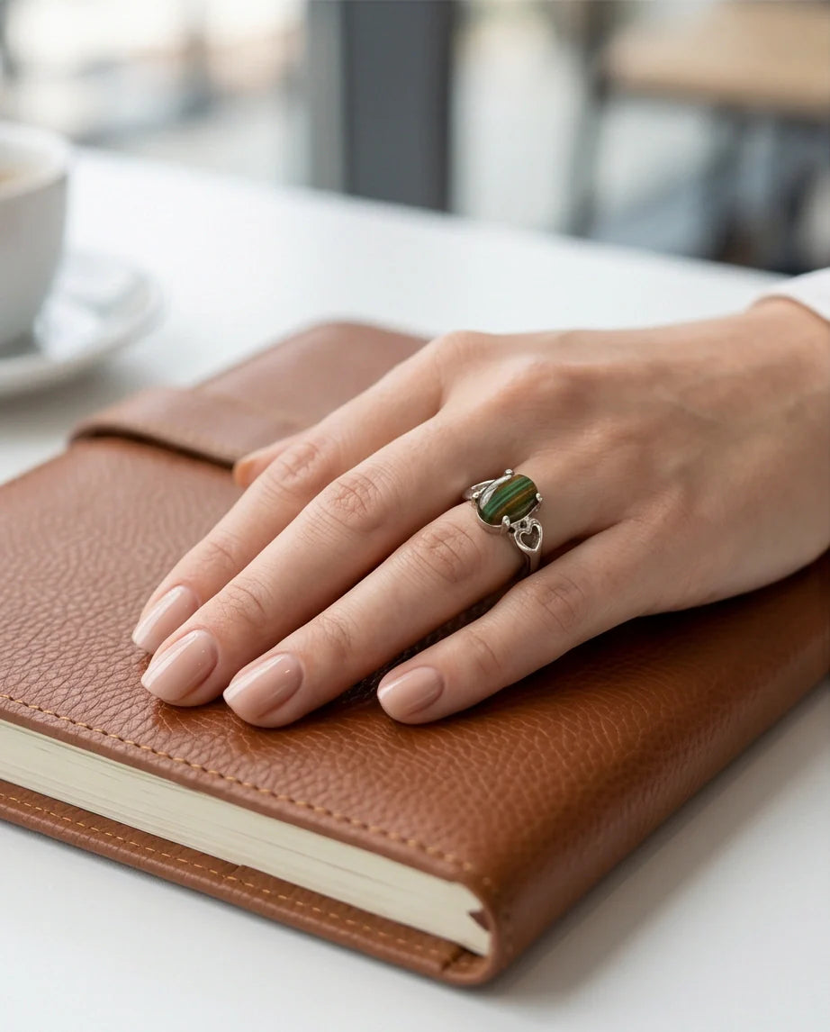 Earthy Heart Banded Agate Ring