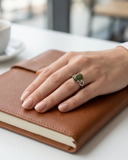 Earthy Heart Banded Agate Ring