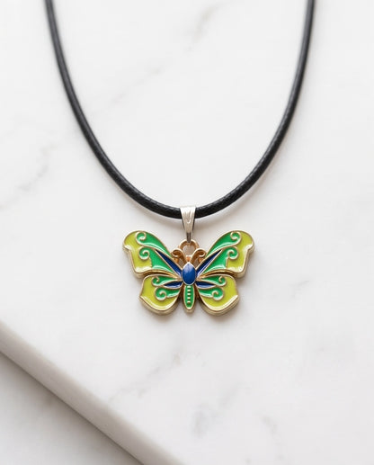 Vibrant Multi-Color Butterfly Pendant Necklace