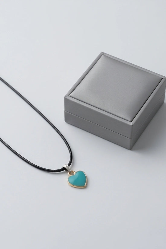 Gold and Turquoise Minimalist Heart Necklace