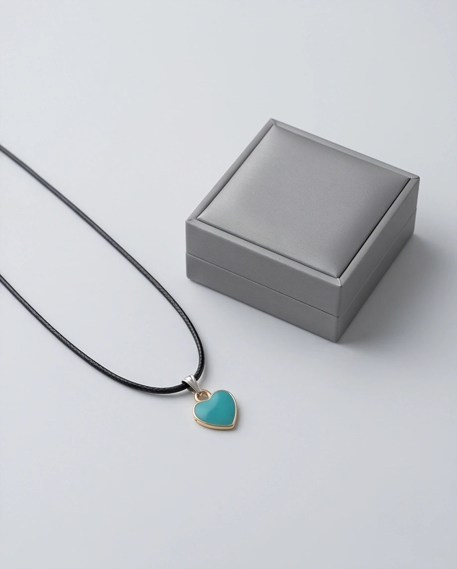 Gold and Turquoise Minimalist Heart Necklace