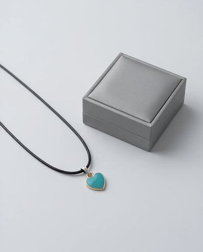 Gold and Turquoise Minimalist Heart Necklace