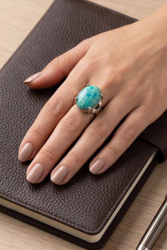Oceanic Larimar Filigree Ring