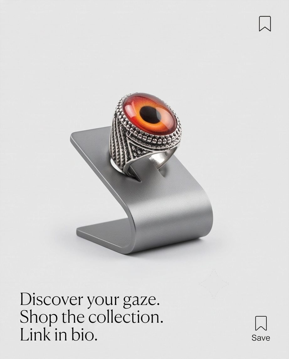 Crimson Evil Eye Beaded Silver Ring