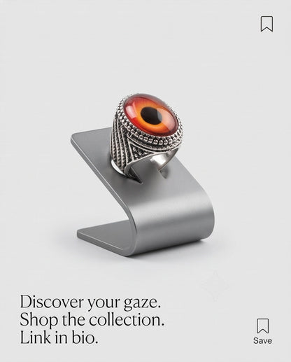 Crimson Evil Eye Beaded Silver Ring