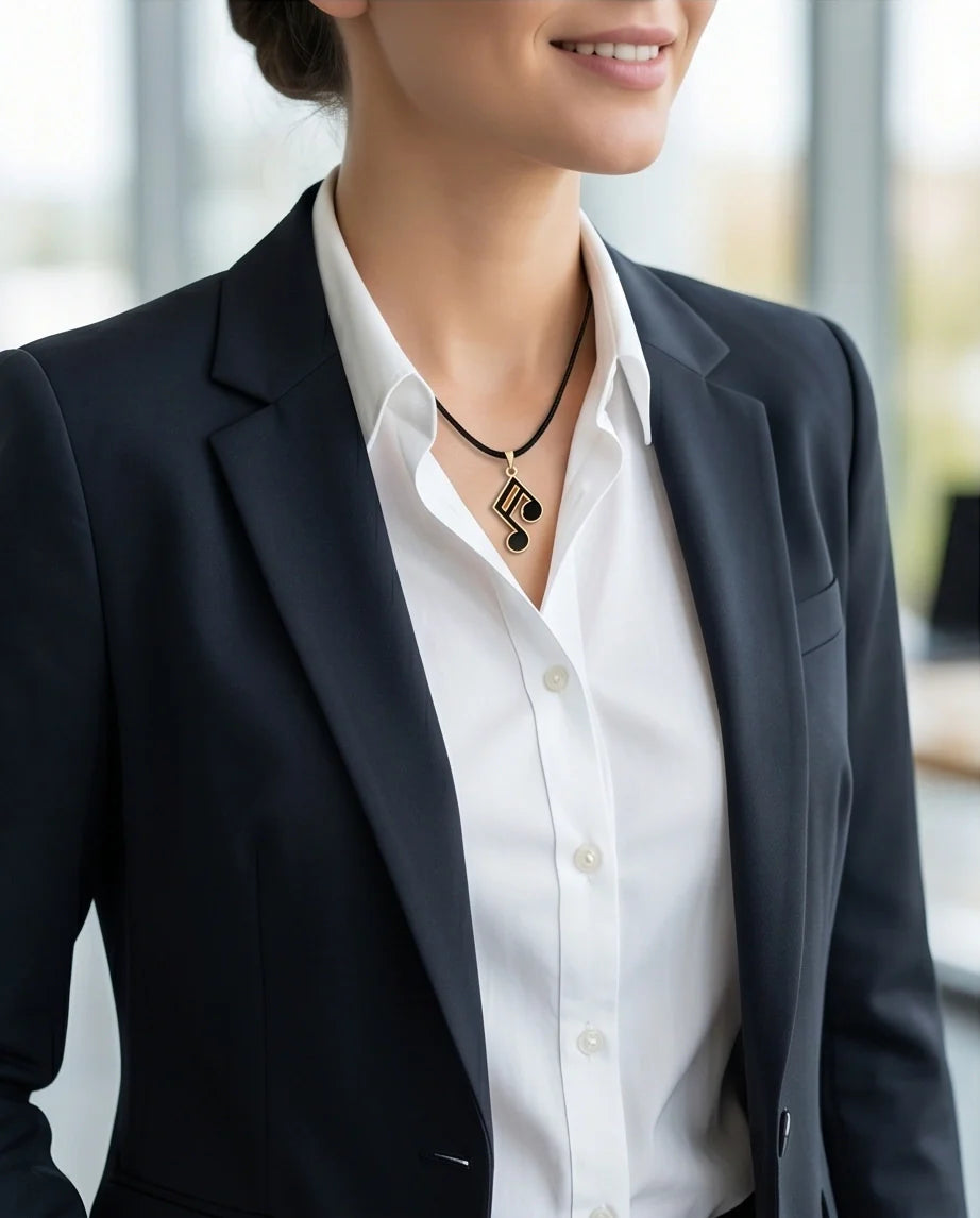 Gold and Black Sixteenth Note Necklace