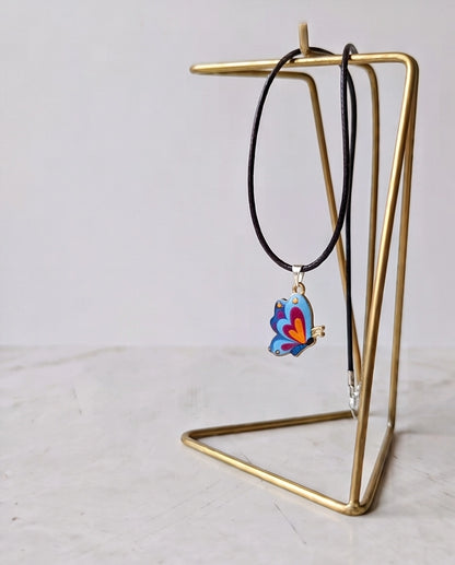 Colorful Side-Profile Butterfly Cord Necklace