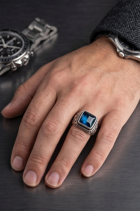 Midnight Cerulean Silver Signet Ring