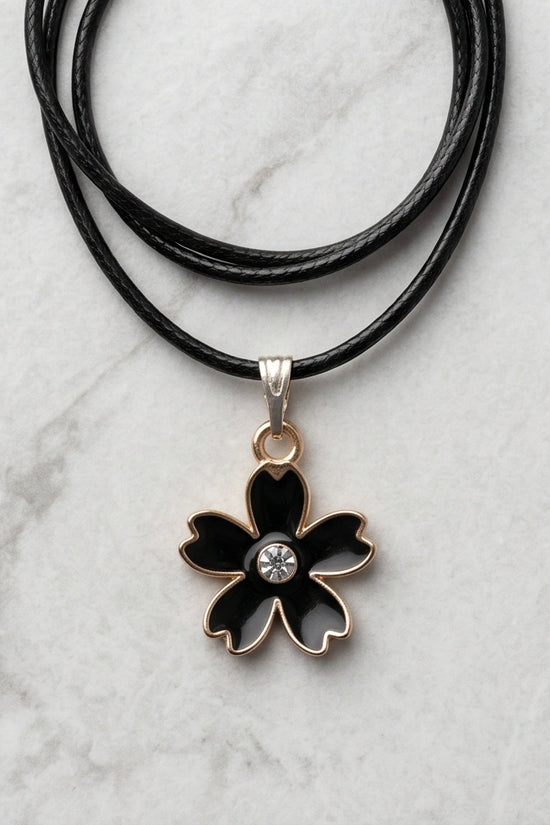 Gold and Black Cherry Blossom Necklace