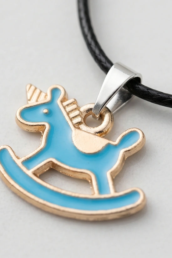 Gold and Turquoise Rocking Unicorn Necklace