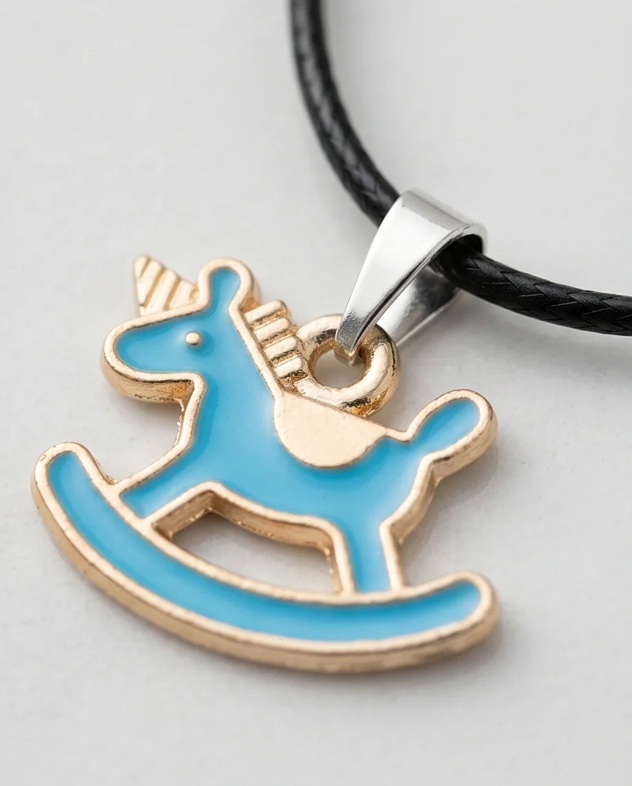 Gold and Turquoise Rocking Unicorn Necklace