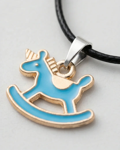 Gold and Turquoise Rocking Unicorn Necklace