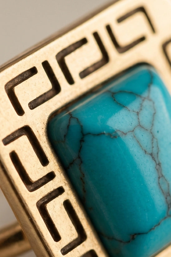 Golden Grecian Turquoise Signet Ring