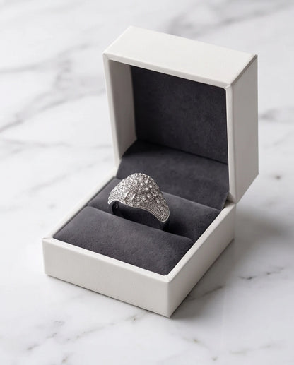Full-Pavé Starburst Dome Signet Ring