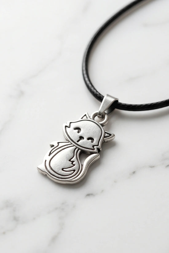 Silver Cute Cat Pendant Necklace