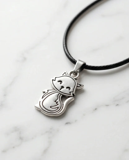 Silver Cute Cat Pendant Necklace
