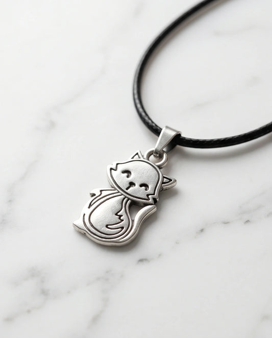 Silver Cute Cat Pendant Necklace