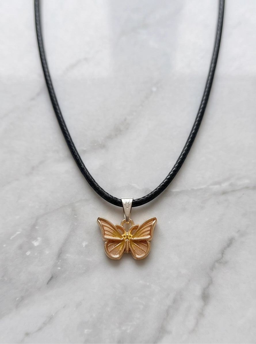 Gold & Rose Gold Butterfly Pendant Necklace