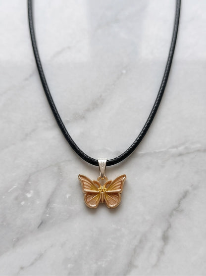 Gold & Rose Gold Butterfly Pendant Necklace