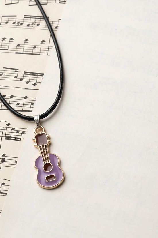 Gold and Purple Acoustic Guitar Necklace