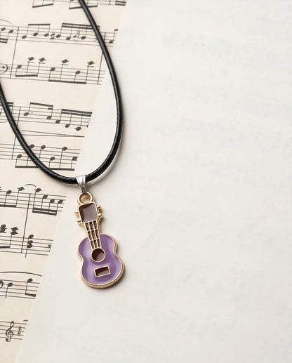 Gold and Purple Acoustic Guitar Necklace