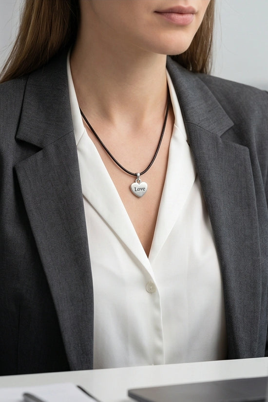 Silver Engraved Love Heart Necklace