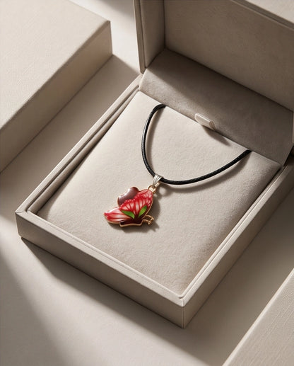 Red & Black Butterfly Cord Necklace