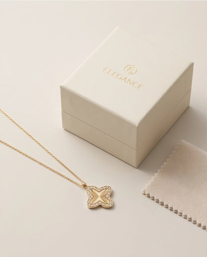 Gold Diamond-Cut Clover Pendant Necklace