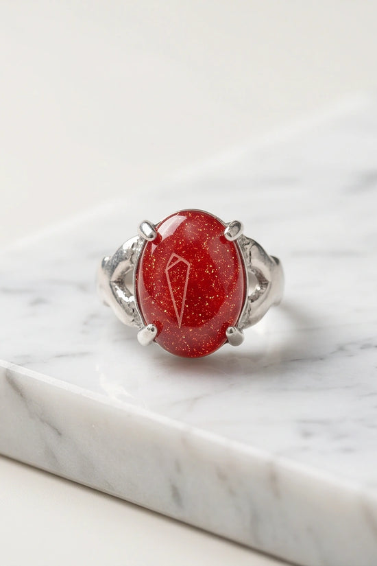 Majestic Lion Red Goldstone Ring