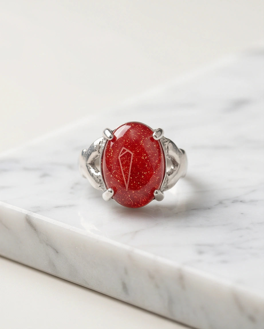 Majestic Lion Red Goldstone Ring
