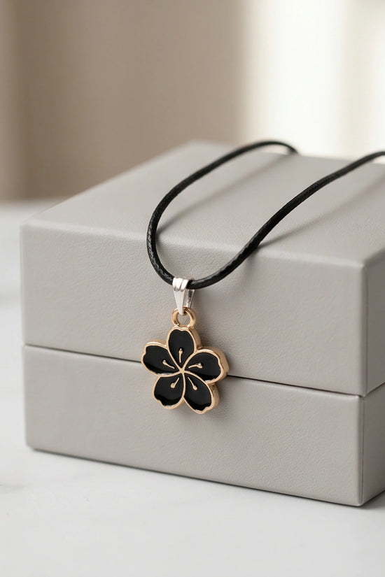 Gold and Black Cherry Blossom Necklace