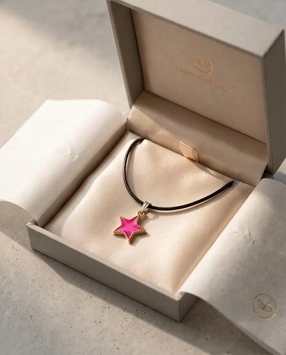 Gold and Pink Beaded Star Necklace