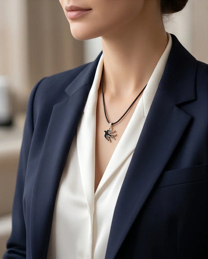 Gold and Black Soaring Swallow Necklace