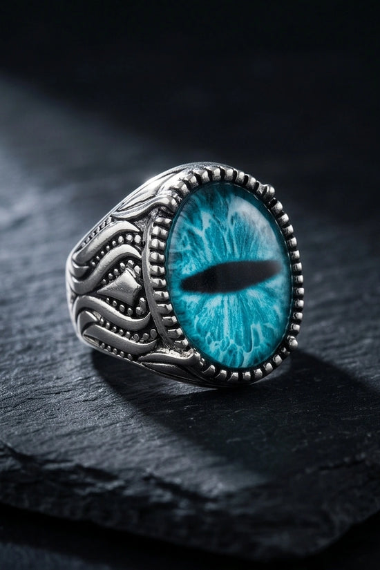 Vintage Sterling Silver Turquoise Dragon's Eye Statement Ring