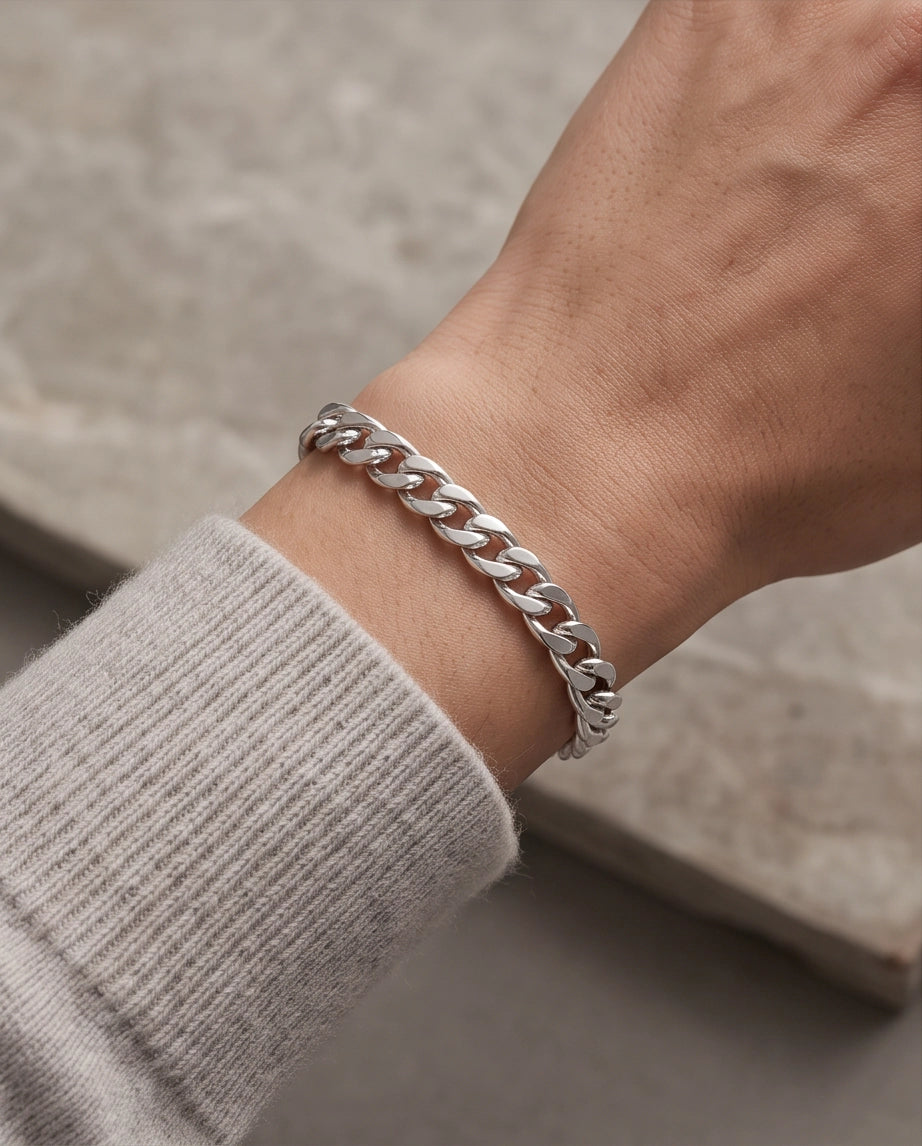 Silver Classic Curb Chain Bracelet