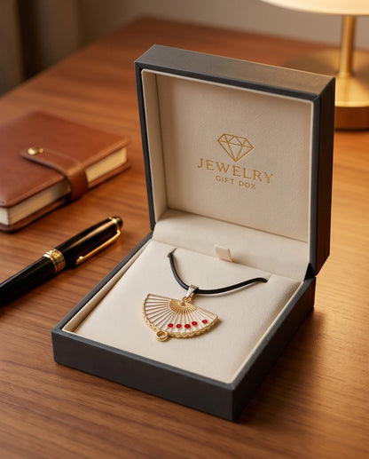 Cherry Blossom Fan Pendant Necklace