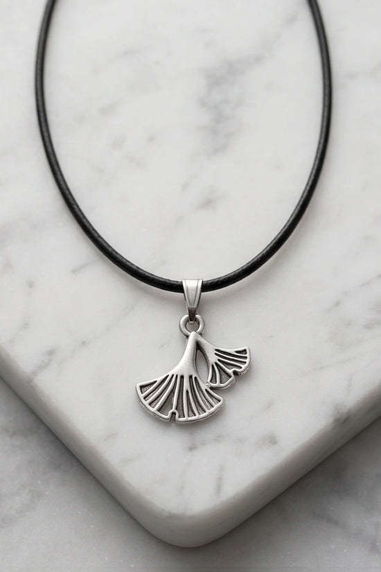 Silver Ginkgo Leaf Pendant Necklace