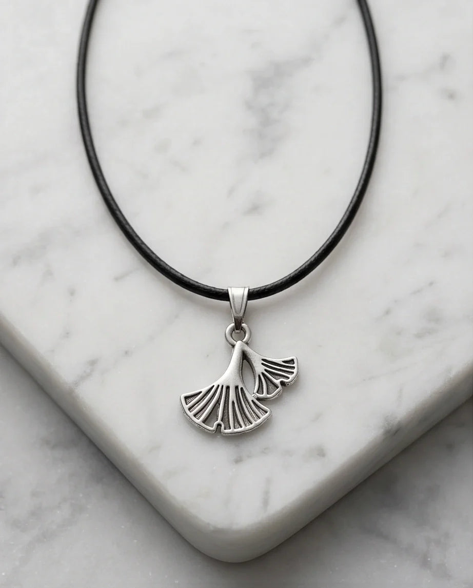 Silver Ginkgo Leaf Pendant Necklace