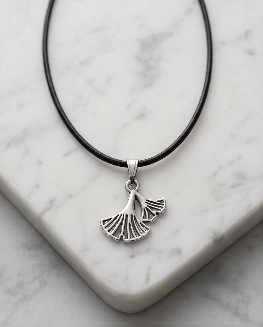 Silver Ginkgo Leaf Pendant Necklace