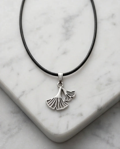 Silver Ginkgo Leaf Pendant Necklace